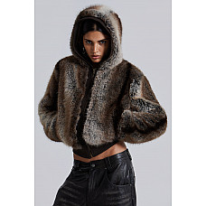 Bear Faux Fur Hooded Jacket