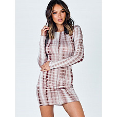 Joani Tie Dye Brown Mini Dress 