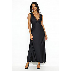 Juicy Stories Satin Maxi Dress Black