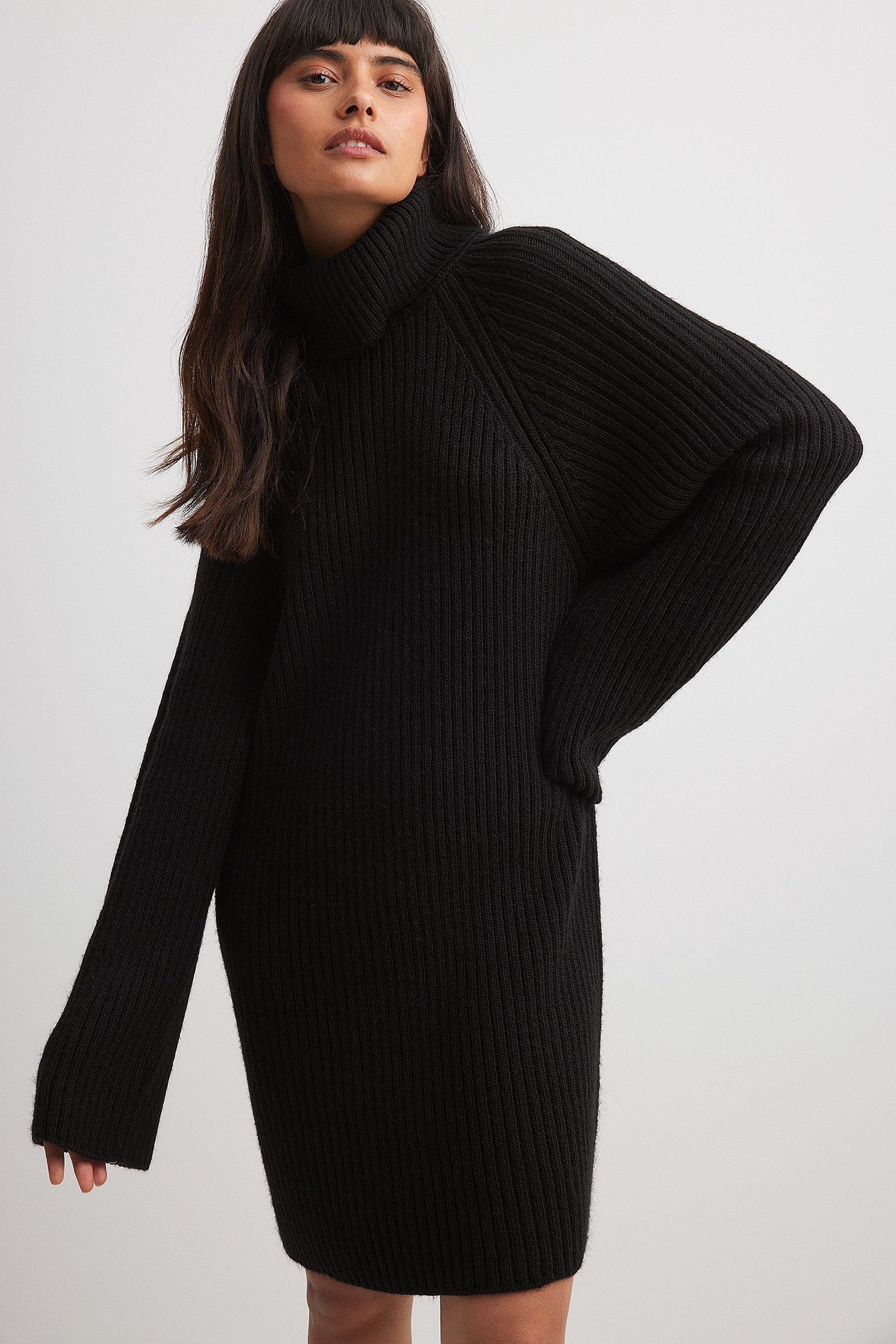 Knitted Sweater Dress In Black