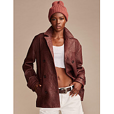 Leather Peacoat Burgundy