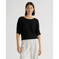 Lightweight Cotton Cashmere Link-Stitch Dolman Sweater