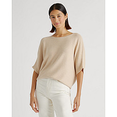 Lightweight Cotton Cashmere Link-Stitch Dolman Sweater