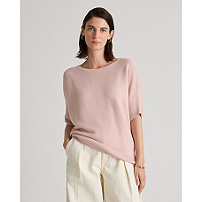 Lightweight Cotton Cashmere Link-Stitch Dolman Sweater