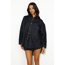 Lioness NYC Boyfriend Shirt Dark Denim 