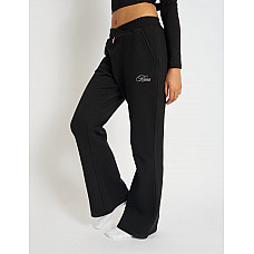 Kaiia Bow Detail Wide Leg Joggers Black & Pink