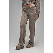 Kaiia Knit Wide Leg Trousers Taupe 