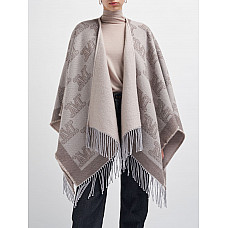 Max Mara Frine logo jacquard wool poncho