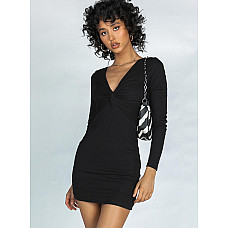 Mirey Long Sleeve Mini Dress Black 