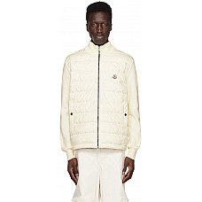 Moncler White Mock Neck Down Cardigan