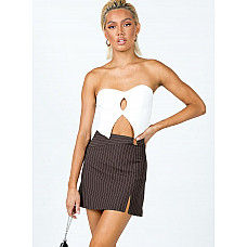 Neo Pinstripe Mini Skirt Brown 