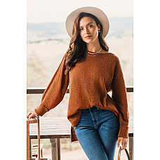 Neutral Split Hem Relaxed Sweater