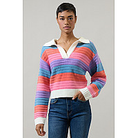 Roselin Striped Collared Sweater