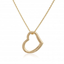 Open Asymmetrical Heart Necklace 14K