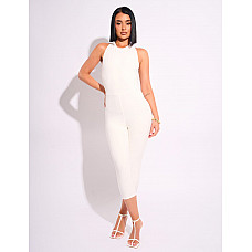 Tie Back Luxe Slinky Capri Jumpsuit White