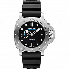 Panerai Submersible Watch Black Dial Black Caoutchouc Strap