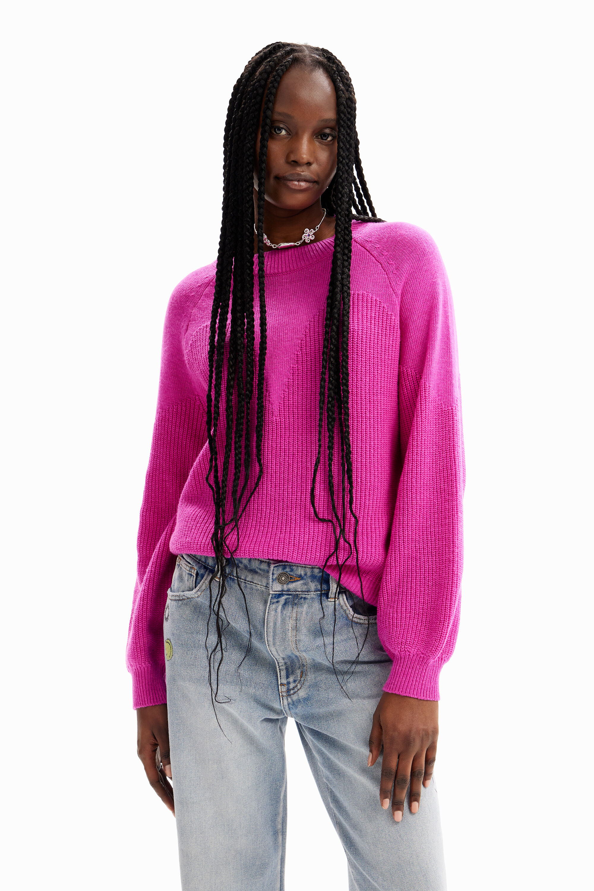 Plain sheer pullover in Pink