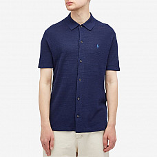 Polo Ralph Lauren Button Through Knitted Polo Shirt Bright Navy