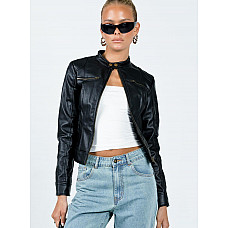 Pottsville Faux Leather Moto Jacket Black 