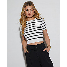 Ray Striped Crew Neck Crop Top