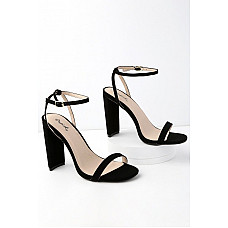 Reese Black Nubuck Ankle Strap Heels