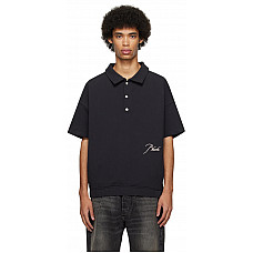 Rhude Black Embroidered Polo