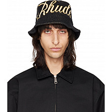 Rhude Black Script Bucket Hat