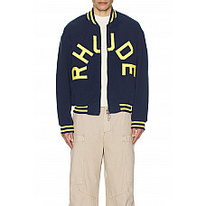 Rhude Oversized Logo Terry Varsity in Navy