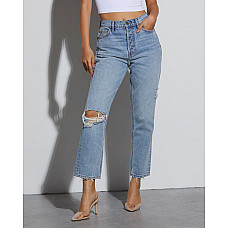 Ryan High Rise Rigid Distressed Straight Jeans