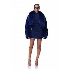 Stephanie Fur Jacket Dark Navy