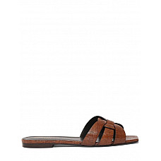 Saint Laurent 5mm Tribute Leather Flat Sandals