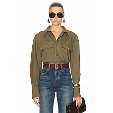 Saint Laurent Button Up Top in Olive