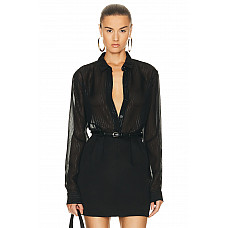 Saint Laurent Sheer Blouse in Black