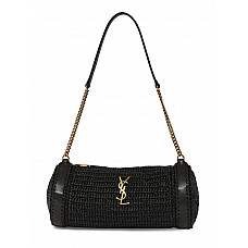 Saint Laurent Small Cassandre raffia shoulder bag