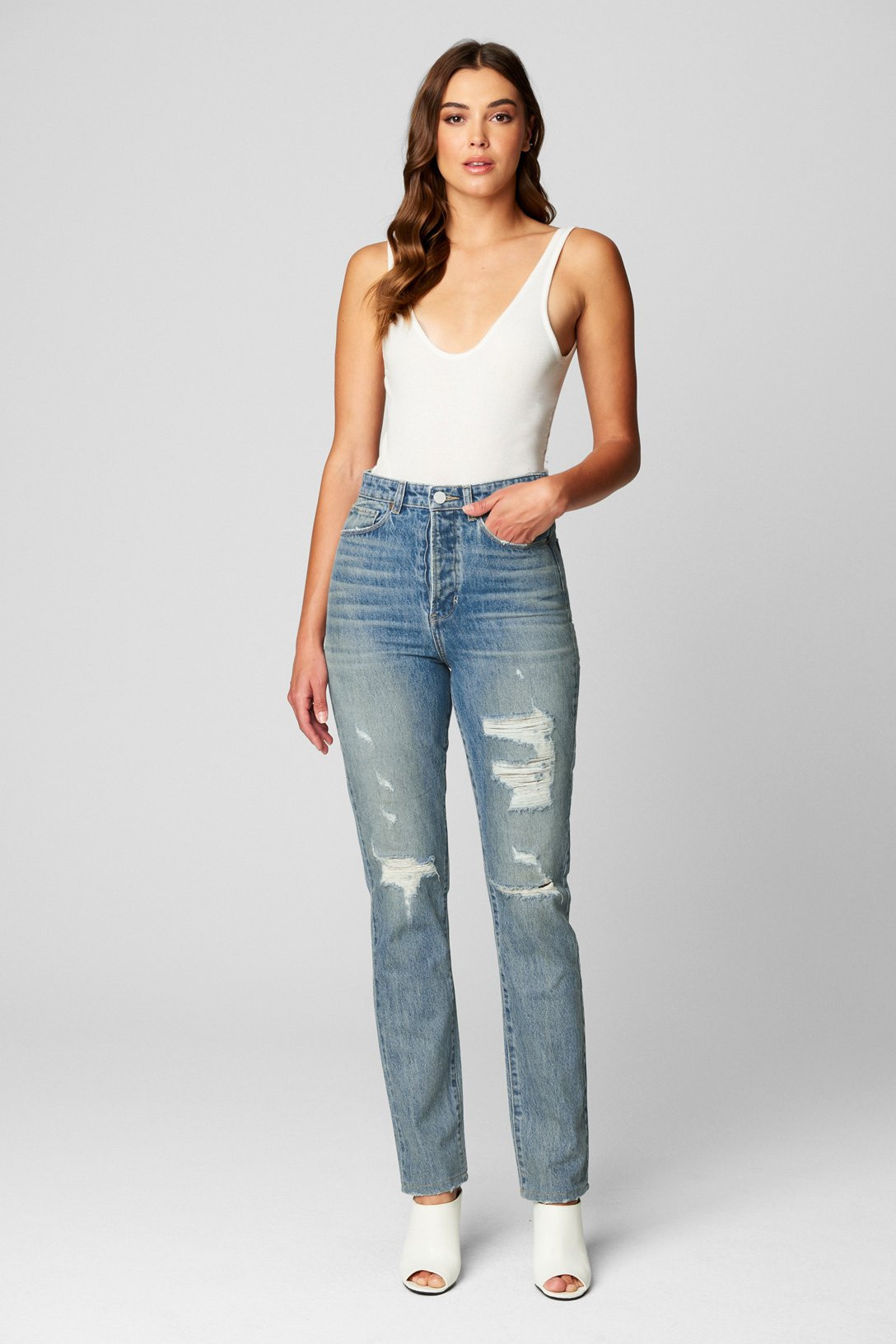 Sustainable Cooper Long Slim Straight Jean With Destruction 
