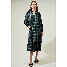 Sweet Beyond Plaid Sherril Long Sleeve Maxi Dress