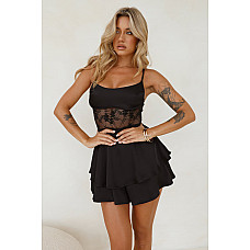 Sweet Lips Satin Romper Black