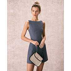 The Grey Boat Neck Sleeveless Mini Dress