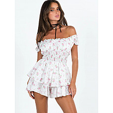 The Love Galore Romper White Floral 