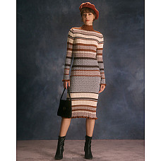 The Multi Colorblock Striped Knit Midi Dress