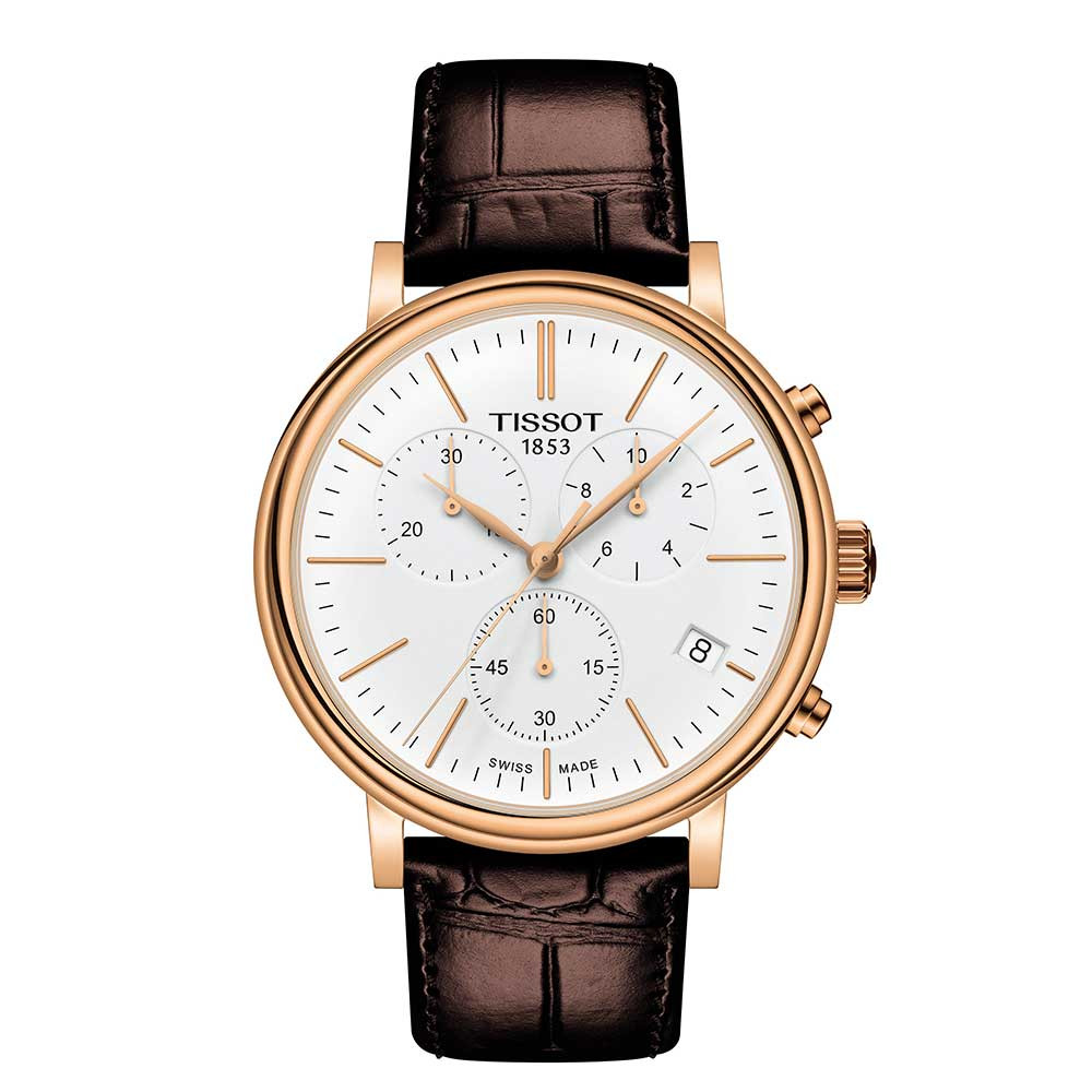 Tissot Carson Premium Chronograph Rose PVD White Dial Watch, 41mm