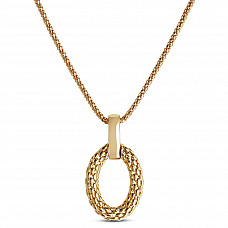 Toscano Textured Oval Drop Pendant, 14K Yellow Gold