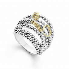 Two Tone Caviar Statement Ring