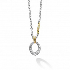 Two Tone Oval Diamond Pendant Necklace