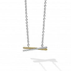 Two Tone X Diamond Necklace