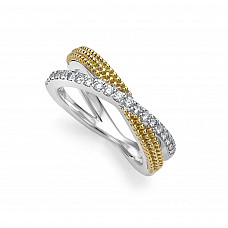 Two Tone X Diamond Ring