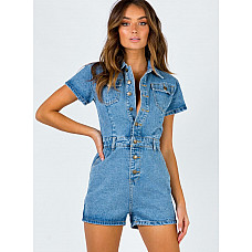 U Know What's Up Denim Playsuit