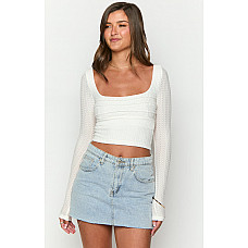 Vida White Long Sleeve Top