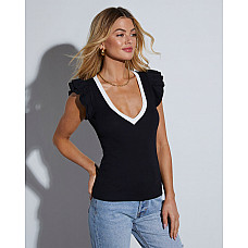 Wilma Ribbed Short Sleeve Top