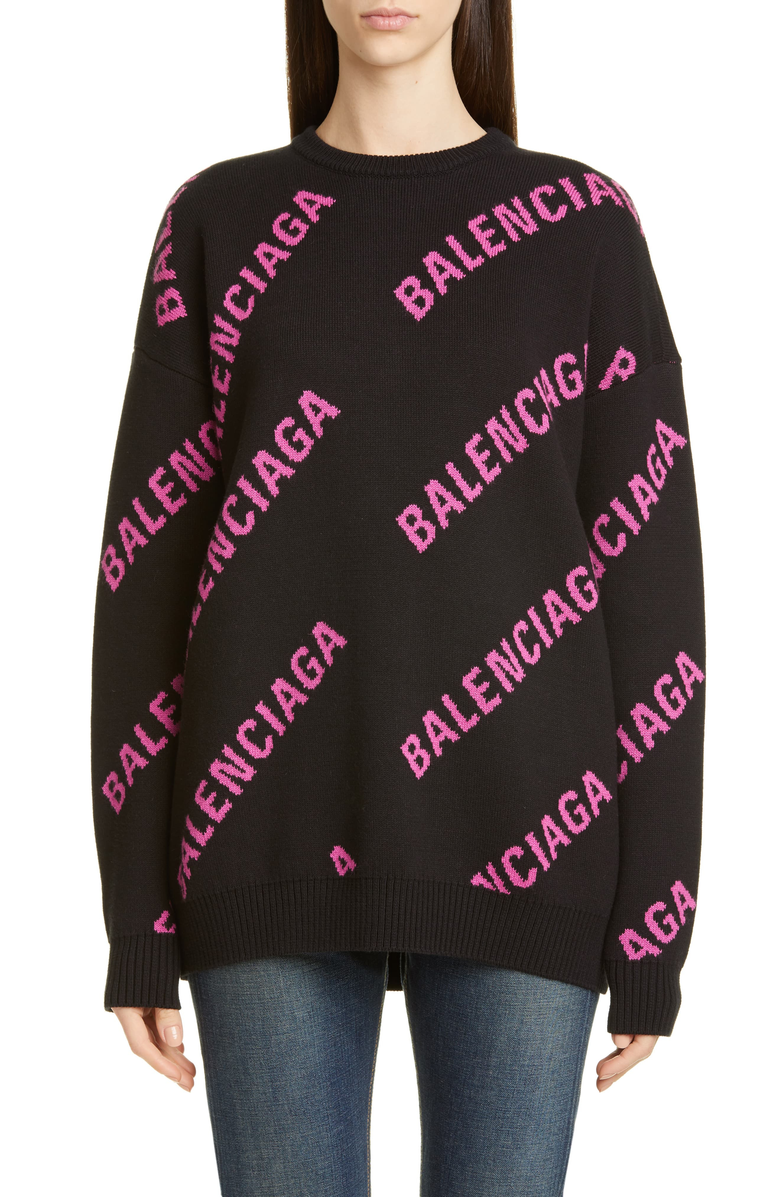 Balenciaga Oversize Logo Jacquard Sweater 